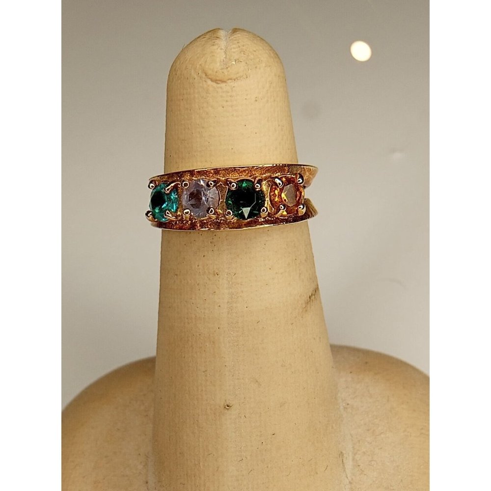 Size 5.5 Gold Tone 4 Stone Rhinestone Women's Ring -SA‎ Stamped Inside Ring 10c2